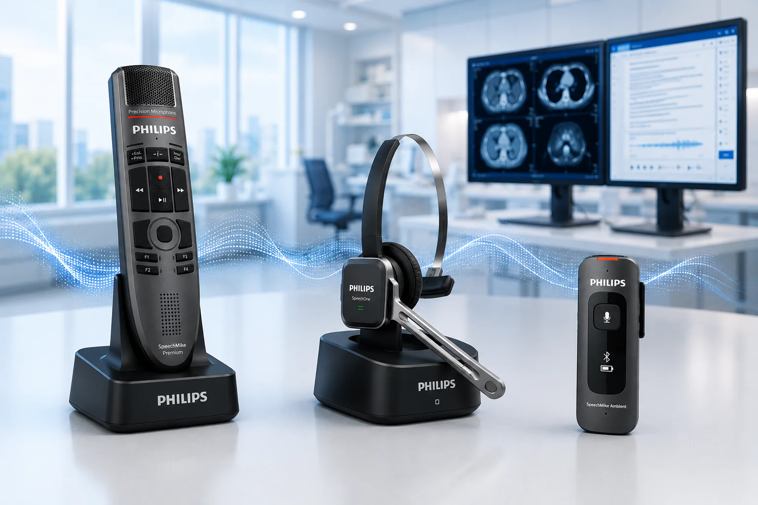 Philips SpeechMike Premium, Philips SpeechOne și Philips SpeechMike Ambient într-un spațiu medical